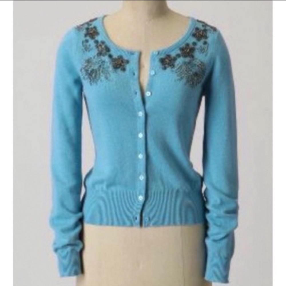 Anthropologie Knitted & Knotted Beaded Cardigan